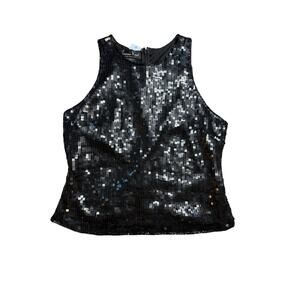 Laurence Kazar Vintage Black Beaded Formal Sleeveless Dress Top Blouse Size XL